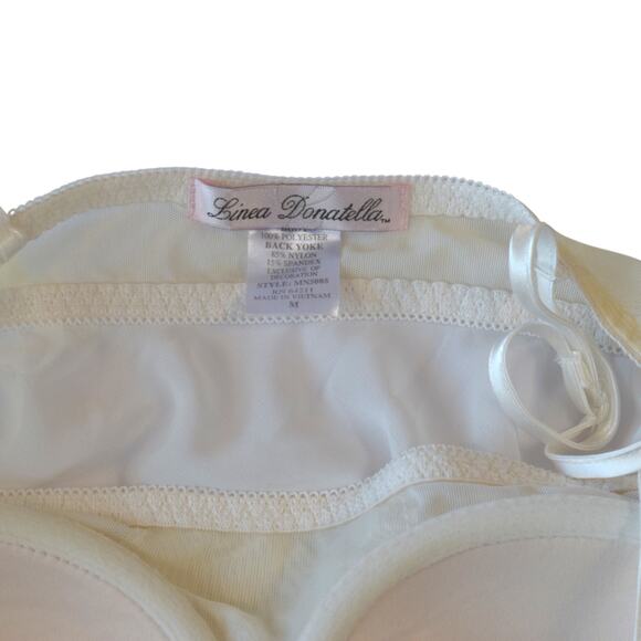 Linea Donatella White Lace Beaded Chiffon Babydoll Top M - Picture 4 of 7